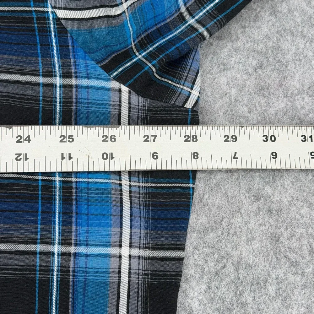 Ely Cattleman Mens XXL Blue Plaid Pearl Snap Western Long Sleeve Shirt